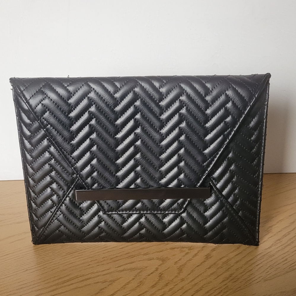 Black vegan leather clutch